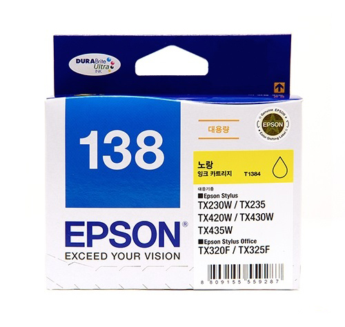 [EPSON] 정품잉크 T138470 노랑 (TX230W/300매) 엡손잉크