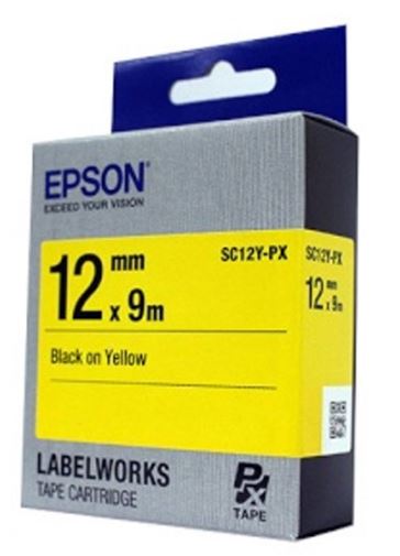 [EPSON] SC12Y-PX 라벨테이프 바탕(노랑)/글씨(검정) 12mm