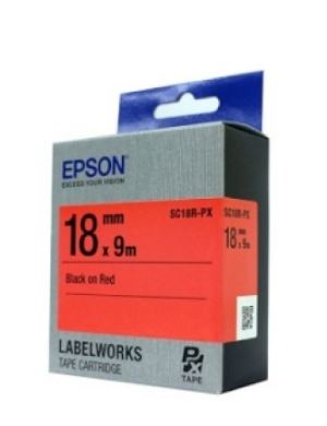 [EPSON] SC18R-PX 라벨테이프 바탕(빨강)/글씨(검정) 18mm