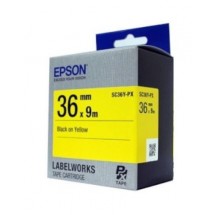 [EPSON] SC36Y-PX 라벨테이프 바탕(노랑)/글씨(검정) 36mm