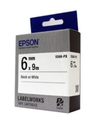 [EPSON] SS6K-PX 라벨테이프 바탕(흰색)/글씨(검정) 6mm